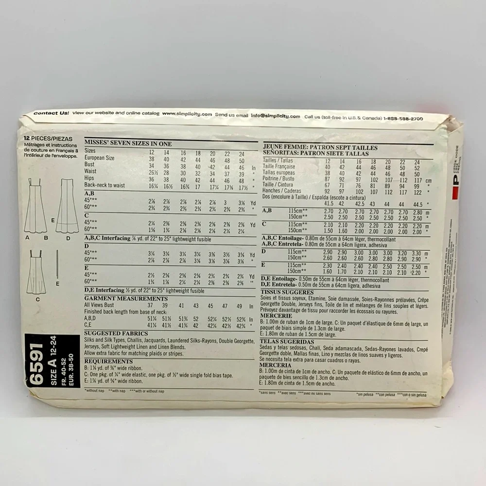 New Look UNCUT 6591 Sewing Pattern Bin 12 Size A (Seven sizes in one) 12 - 24 - Picture 2 of 5